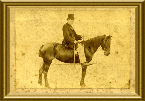 Frederick Barrett studio pose apparently on horseback