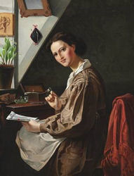 Young woman reading, by Visby 1864